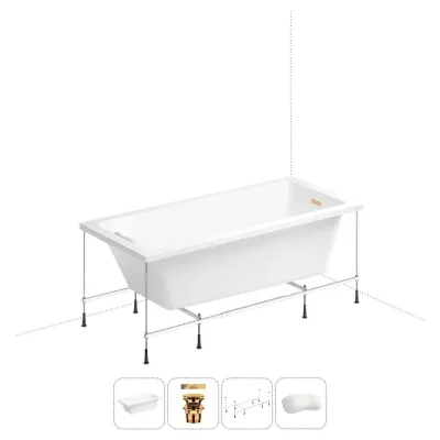 Акриловая ванна Wellsee 150х80 см FreeDom 2.0 в наборе 4 в 1 20212790R
