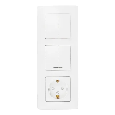 Блок выключатель и розетка Systeme Electric Blanca четырехклавишный встраиваемый белый с подсветкой (BLNBS102211)