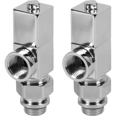 Набор дизайн-вентилей ROYAL THERMO CUBE осевой, хром, 1/2" НС-1193193