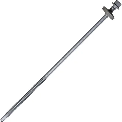 Саморез для сэндвич-панелей HARDWEX ТМ HWX5-P10-6.3/5.5x190 мм, св.№3, RUSPERT, RAL 9006, 50 шт. 5190002407800