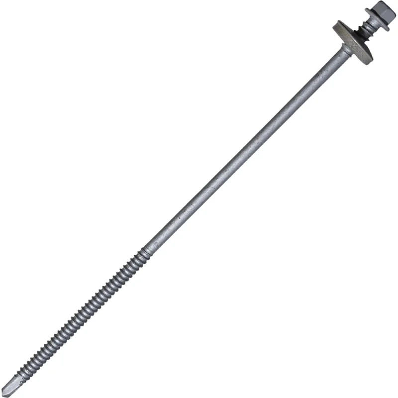 Саморез для сэндвич-панелей HARDWEX ТМ HWX5-P10-6.3/5.5x190 мм, св.№3, RUSPERT, RAL 9006, 50 шт. 5190002407800