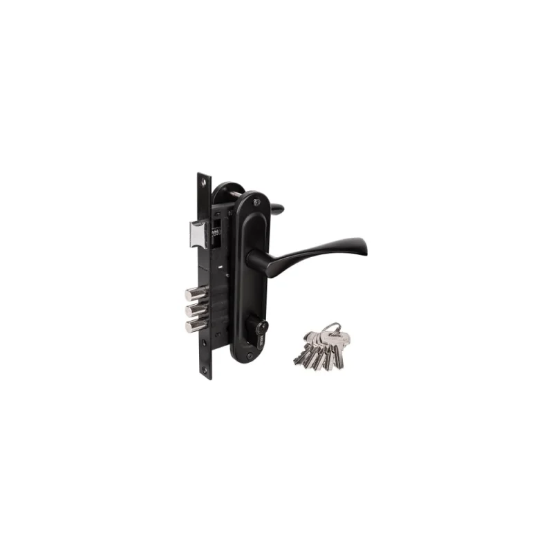 Врезной замок Marlok 70/L76 3RB 3 ригеля, межосевое расстояние 70 мм, BL черный 037189