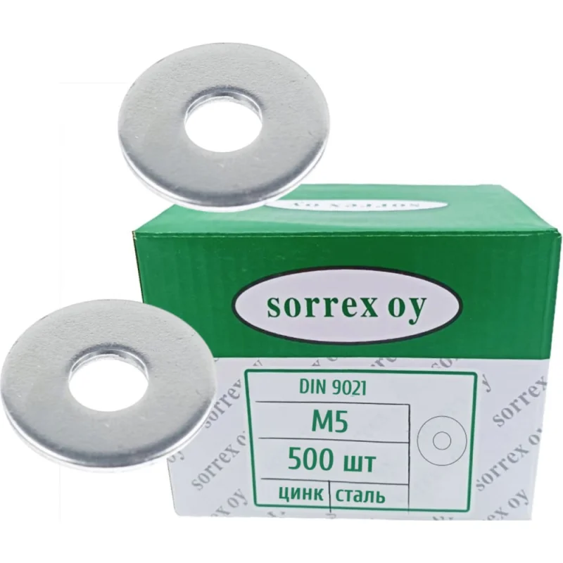 Шайба SORREX М5 DIN 9021 кузовная увеличенная усиленная стальная 500 штук 9021-1-05 500
