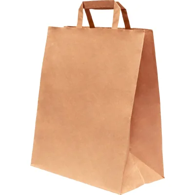 Бумажный крафт пакет LAIMA 24x14x29 см, 50 шт., плоские ручки, плот. 90 г/м2, ECO CRAFT 609687