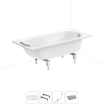 Стальная ванна 150х70 см Sanitana BLB Europa 20220625R в наборе 4 в 1 20220625R