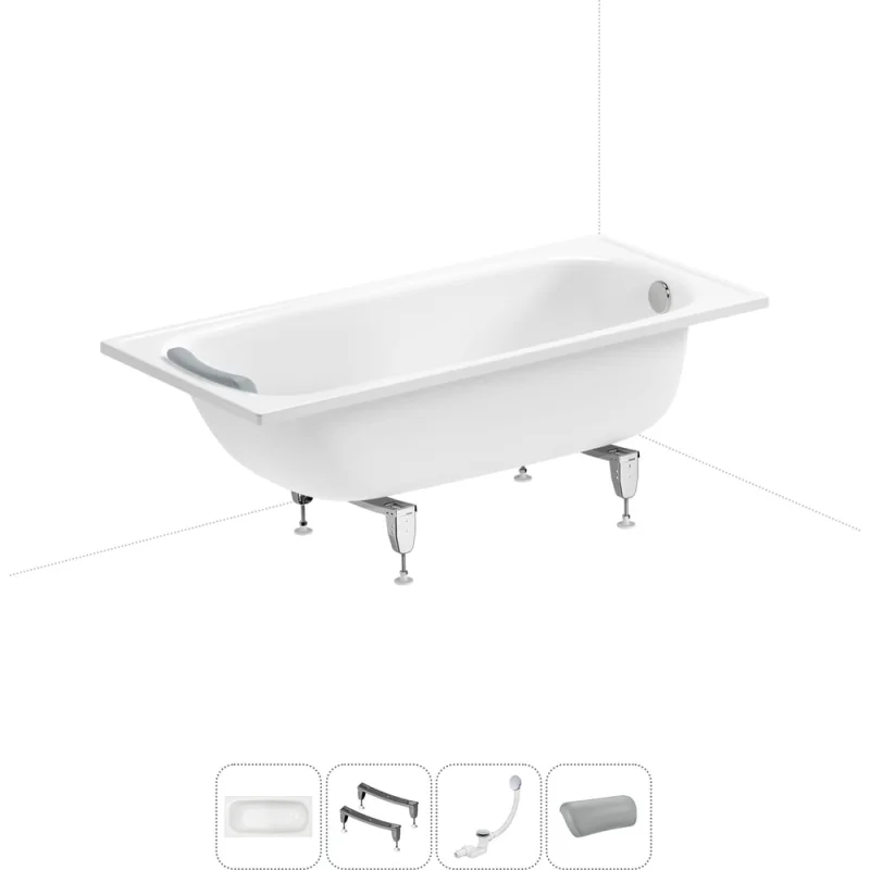 Стальная ванна 150х70 см Sanitana BLB Europa 20220625R в наборе 4 в 1 20220625R