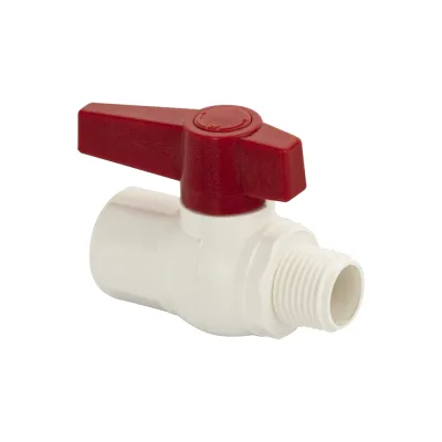 Кран шаровый Санакс 1/2" г/ш, резьбовой, ручка-рычаг, серия МАК, из ПВХ (PVC-U) пластика, цвет БЕЛЫЙ. 471