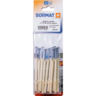 Дюбель-гвоздь SORMAT LYT 6/80 UK KP нейлоновый 10 шт FAS1075662