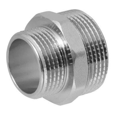 Ниппель-переходник MPF 1.1/4" х 1" бочонок латунный никелированный наружная резьба ИС.072178