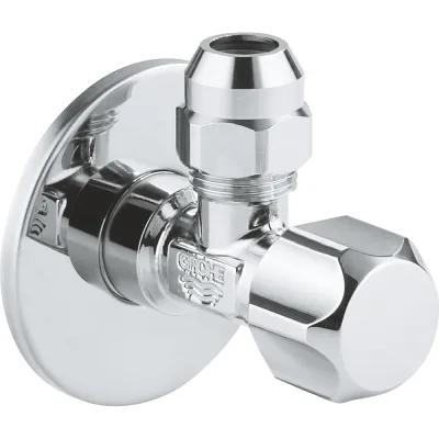 Угловой вентиль с металлической розеткой и уплотнительным кольцом Grohe 1/2"*3/8", хром 22023000