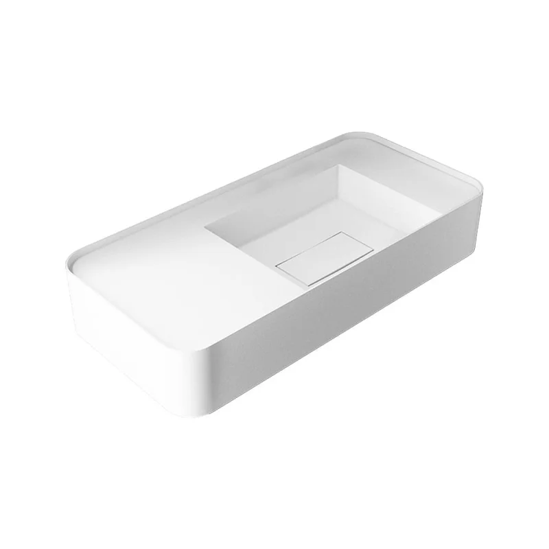 Раковина из искусственного камня VINCEA 800x400x150, подвесная, белый матовый VWB-6S480MW