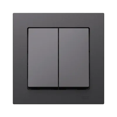 Выключатель Systeme Electric AtlasDesign двухклавишный встраиваемый базальт (ATN001452)