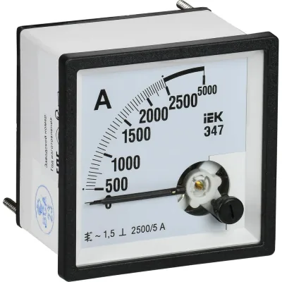 Амперметр IEK э47 2500/5а, класс точности 1.5, 72x72мм IPA10-6-2500-E