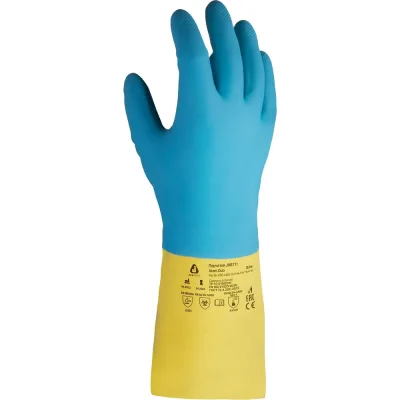 Химостойкие перчатки (80/40) латекс/неопрен с хлопковым напылением Jeta Safety 0,7 мм размер 8/M JNE-711-M
