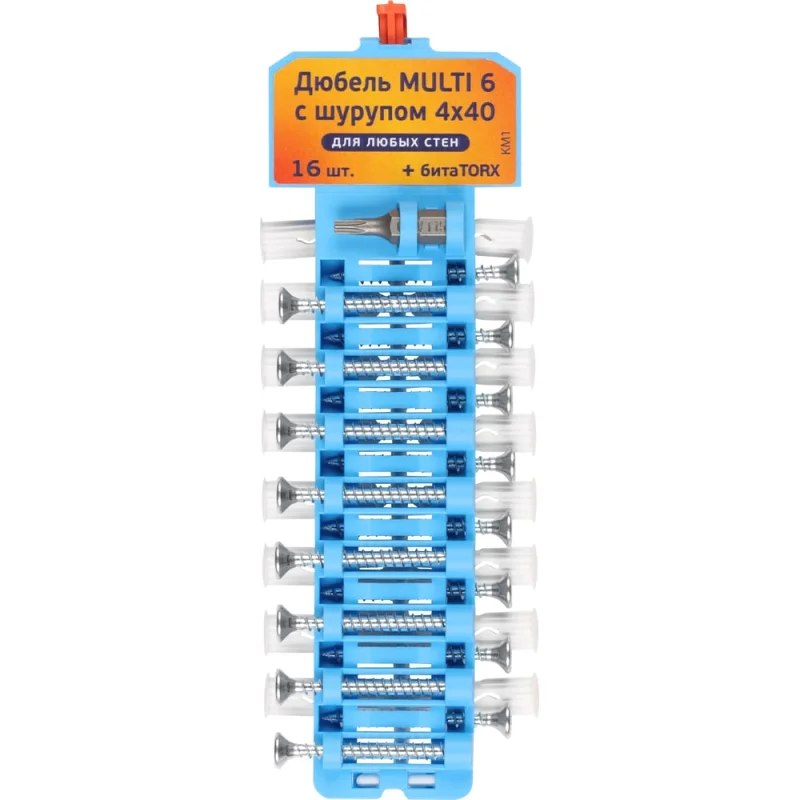 Набор дюбель ЕВРОПАРТНЕР Multi 6 шуруп 4х40 16 шт. KM1 0154