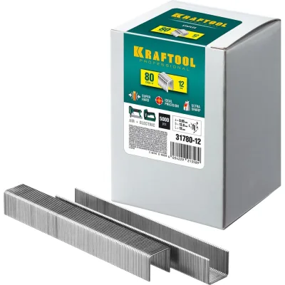 Скобы для степлера KRAFTOOL тип 21GA (80/Pr A/Senco AT) 12мм, 5000 шт, 31780-12