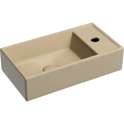 Умывальник подвесной прямоугольный Ceramicanova Element чаша слева, отверстие под смеситель справа, капучино матовый, 407х217х100 мм CN6051LMC