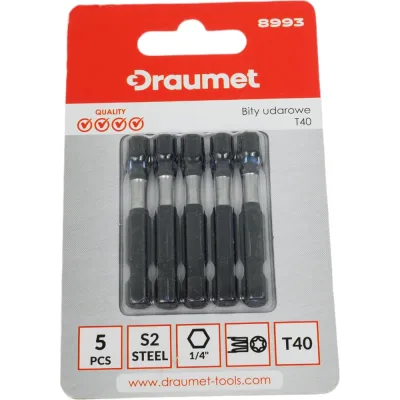 Ударные биты TORX T40, 50 мм, S2, 5 шт DRAUMET 8993