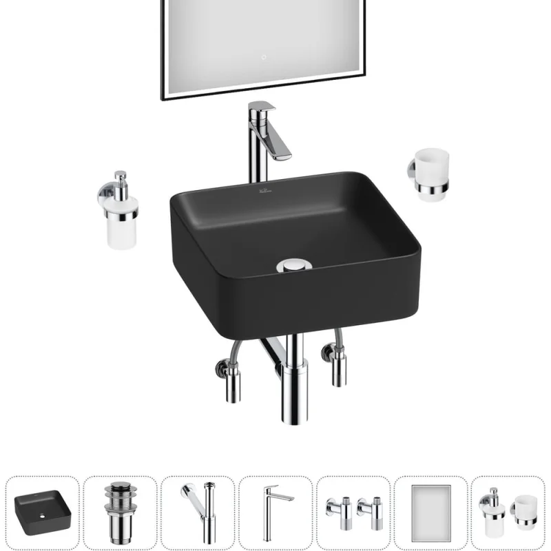 Набор Wellsee 7 в 1 Mint накладная раковина 38x38 см 20218890R