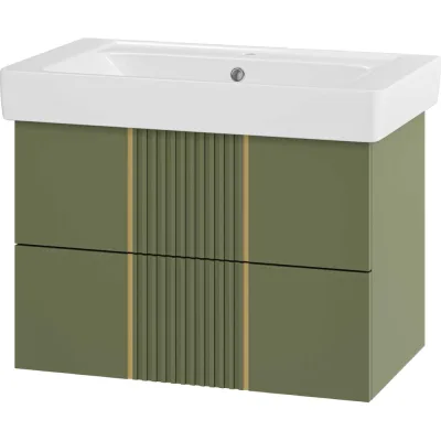 Тумба Brevita Vega 80 2 ящика, подвесная, олива VEG-09080-0802Я