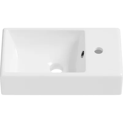 Подвесная/накладная раковина для ванной Wellsee WC Area прямоугольная, ширина умывальника 40 см, цвет глянцевый белый 151801000