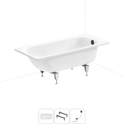 Стальная ванна 150х70 см с шумоизоляцией Sanitana BLB Universal 20220687R в наборе 3 в 1 20220687R