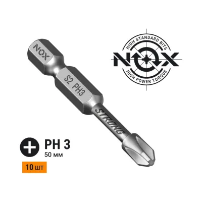 Бита TORSION STRONG PH3, 50 мм, E6.3, 10 шт, бокс NOX 336350