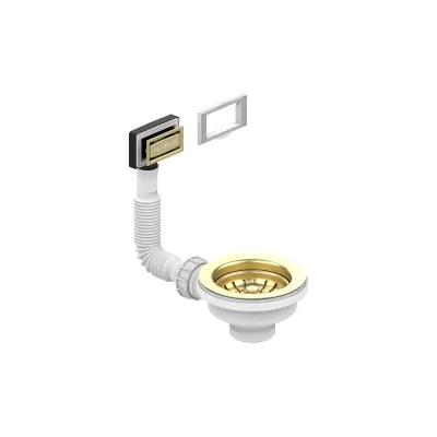 Выпуск для мойки ALVEUS 114 gold c рамкой и заглушкой (гофра) 1144841