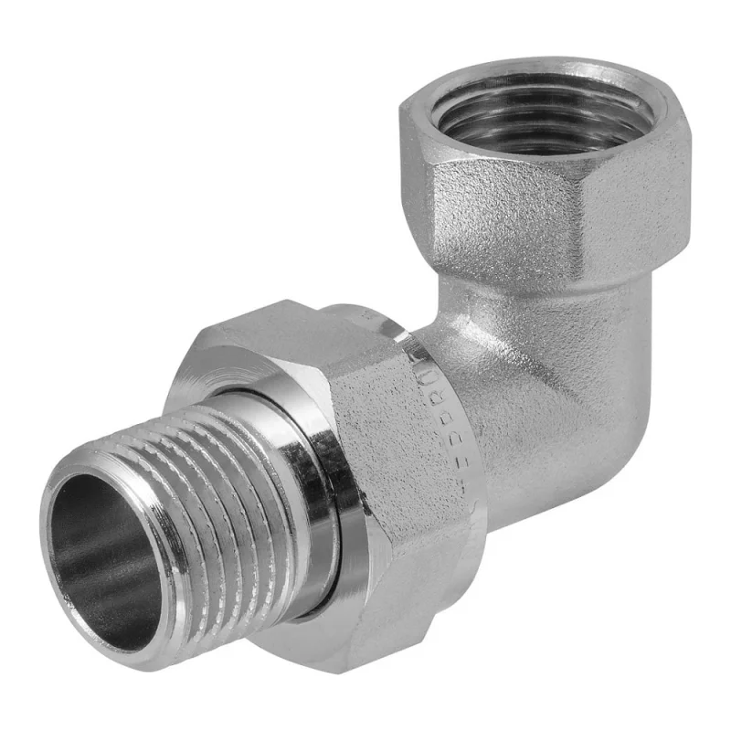 Американка угловая MPF 1/2" сгон сантехнический латунный никелированный внутренняя-наружная резьба ИС.072273