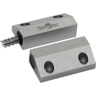 Магнитоконтактный датчик Smartec ST-DM131NC-SL НЗ, серебряный, накладной для металлических дверей, металлорукав smkd0825