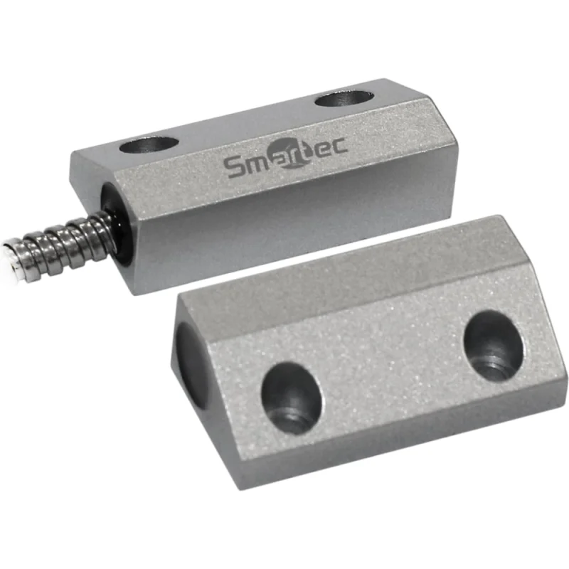 Магнитоконтактный датчик Smartec ST-DM131NC-SL НЗ, серебряный, накладной для металлических дверей, металлорукав smkd0825