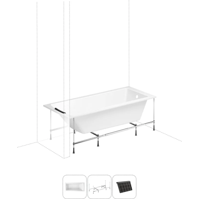 Акриловая ванна с каркасом и экраном Lavinia Boho One 160х70 в наборе 3 в 1 S1-3701006P