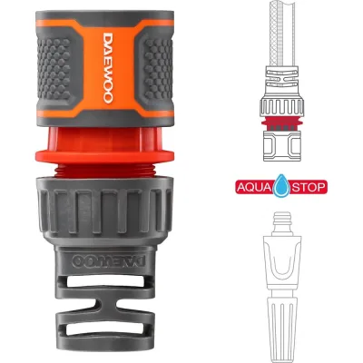 Коннектор для шланга (1/2”-5/8”; 12.5-15 мм) c аквастопом DAEWOO DWC 2515
