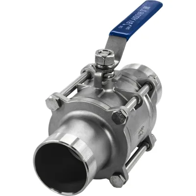 Кран шаровый приварной трехсоставной NEWKEY нержавеющий (3PC), AISI316 DN80 (3"), (CF8M), PN25 NK-BE80/6
