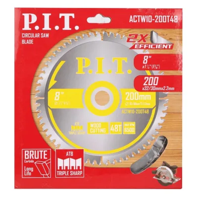 Диск пильный по дереву P.I.T. 200x32/30x2.2 мм 48T, тип зуба ATB ACTW10-200T48