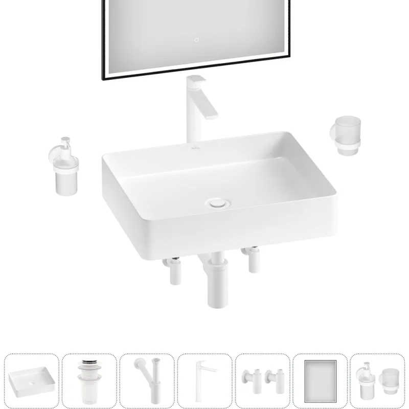 Акционный набор Wellsee 7 в FreeDom 2.0 накладная раковина 51x40 см 20217914R