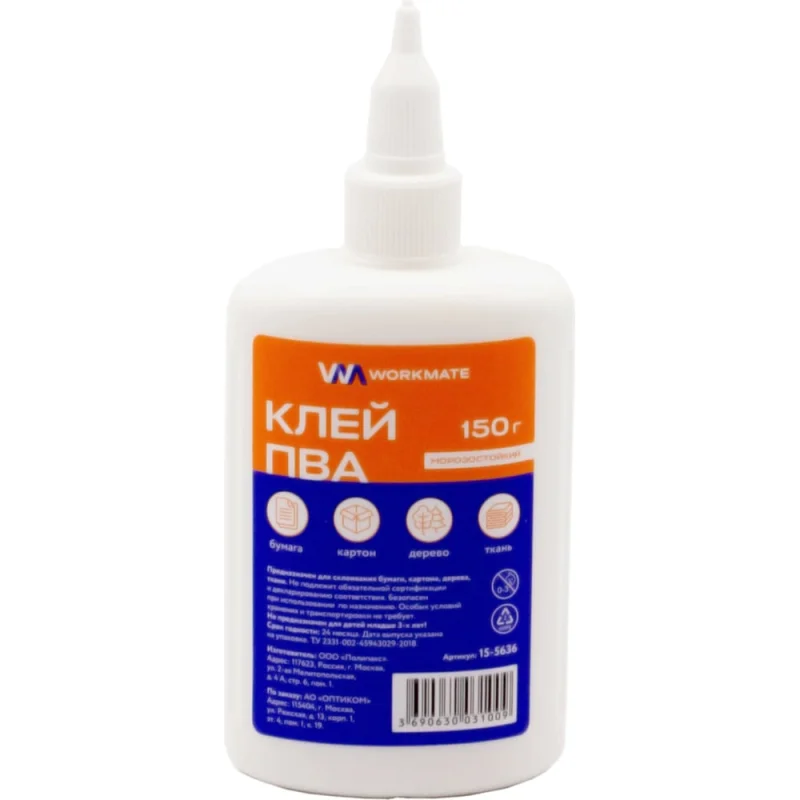 Клей ПВА WORKMATE 150 грамм, с дозатором 15-5636
