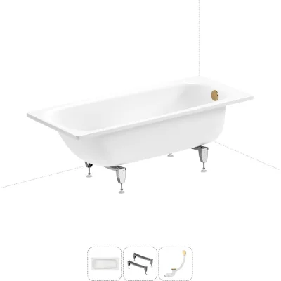 Стальная ванна 160х70 см с шумоизоляцией Sanitana BLB Universal 20220704R в наборе 3 в 1 20220704R