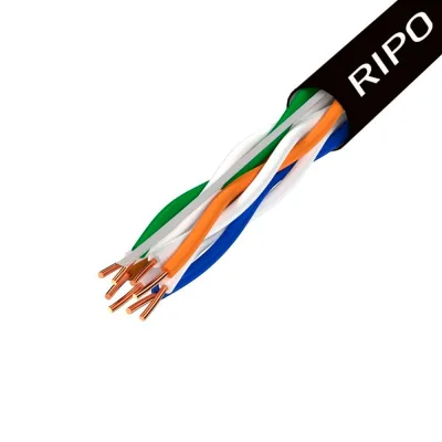Интернет-кабель уличный (витая пара) FTP CAT5e 4х2х0,46 мм экранированный CCA Ripo черный (25 м)