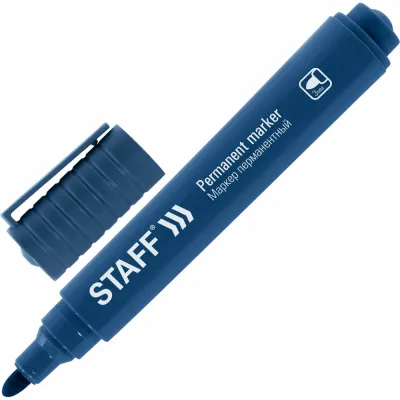 Перманентный маркер Basic Budget Pm-125 Staff, синий, круглый наконечник 3 мм 12 шт 152175