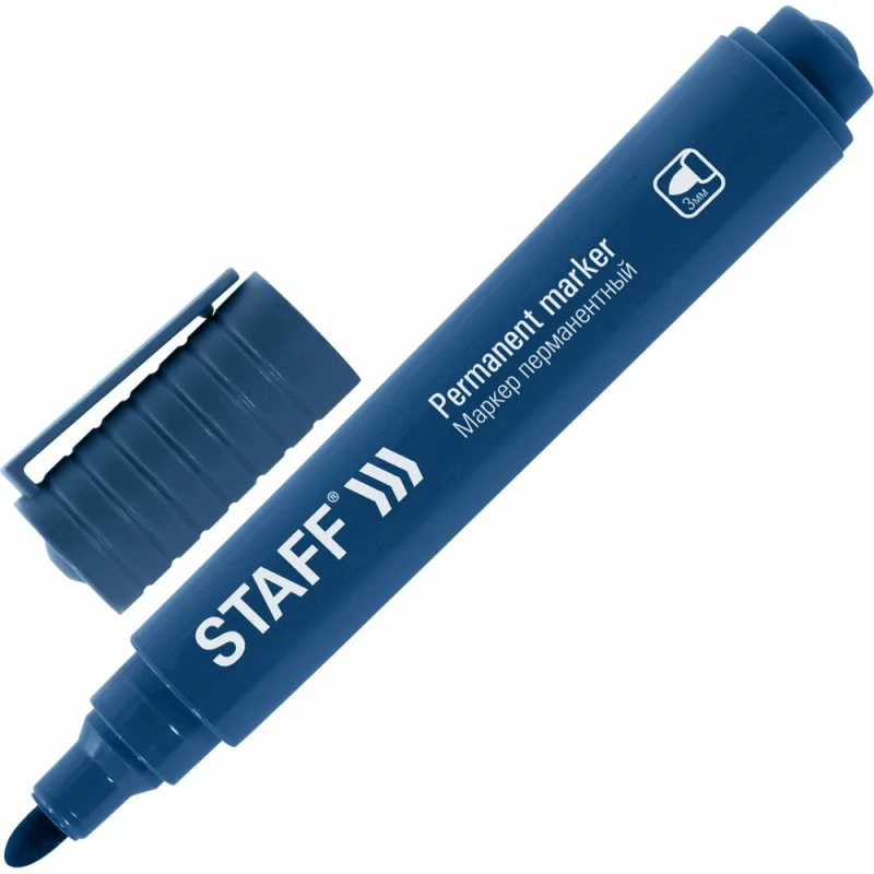 Перманентный маркер Basic Budget Pm-125 Staff, синий, круглый наконечник 3 мм 12 шт 152175