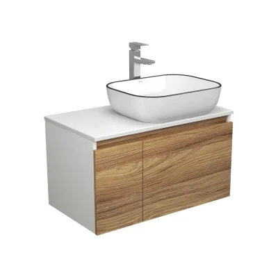 Комплект для ванной Bauedge 3 предмета (тумба Bau Dream Blackwood 80 + раковина BAU Stil Black Rand 50x40, белая, смеситель высокий Hotel Still) BD1760
