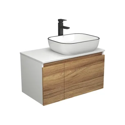 Комплект для ванной Bauedge 3 предмета (тумба Bau Dream Blackwood 80 + раковина BAU Stil Black Rand 50x40, белая, смеситель высокий Hotel Black) BD1761