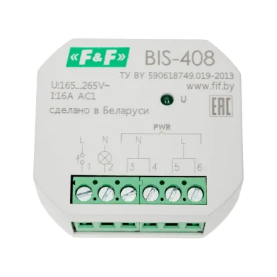 Реле импульсное (бистабильное) Евроавтоматика F&F BIS-408 Для установки в монтажную коробку O 60мм EA01.005.008
