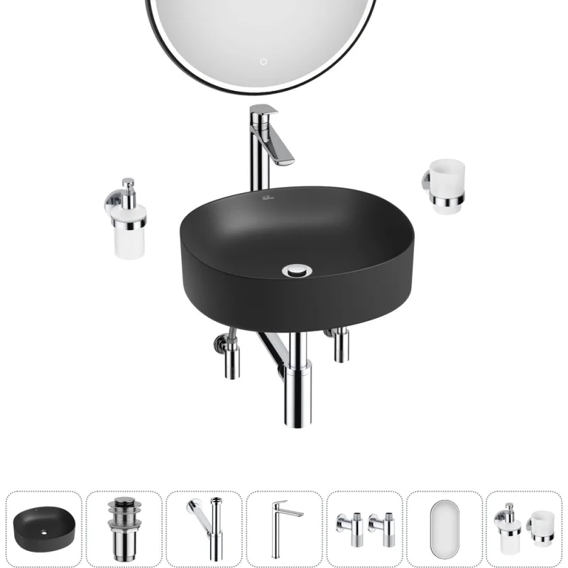 Набор Wellsee 7 в 1 Belle Spa 2.0 накладная раковина 45x42 см 20218430R