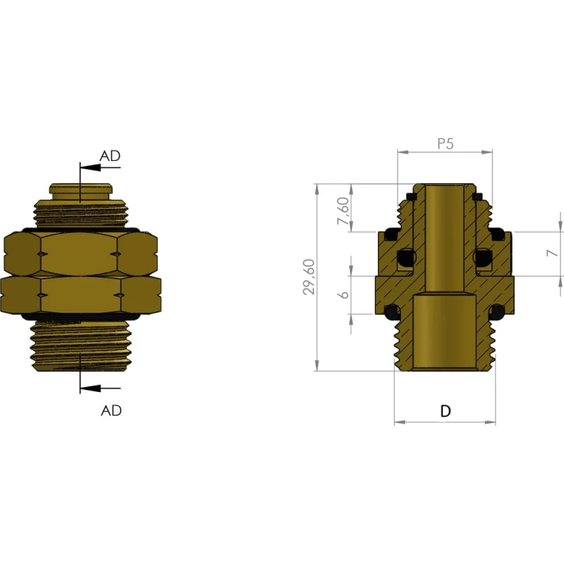 Фитинг шарнирный прямой P5 M10x1 ORPASAN ORP 4300