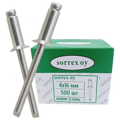Вытяжная заклепка SORREX потайная, 4x16, алюминий/сталь, 500 шт. 2ASK 40160 500