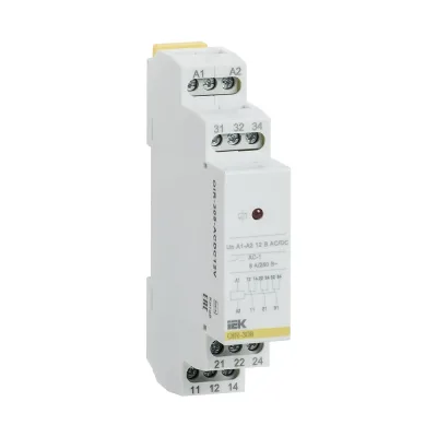 Промежуточное реле IEK OIR 3 контакта, 8А, 12В, AC/DC OIR-308-ACDC12V
