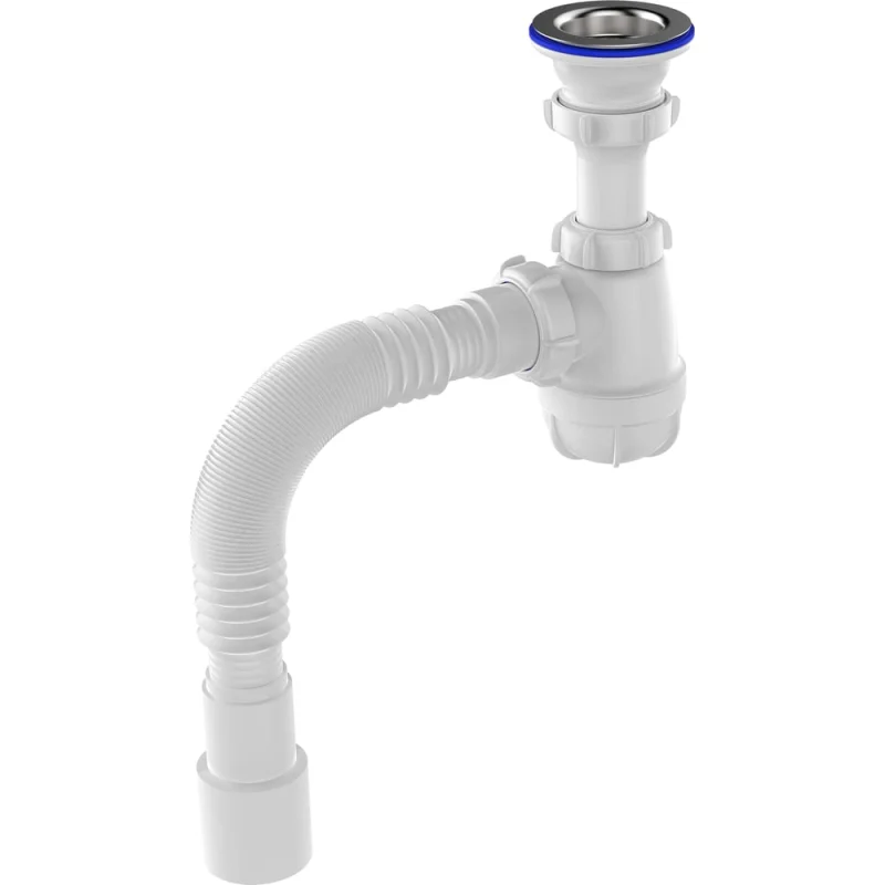 Сифон для умывальника Aquant 1 1/2"х40 с металлической решеткой с гофротрубой 40x40/50 S0115-35-MR