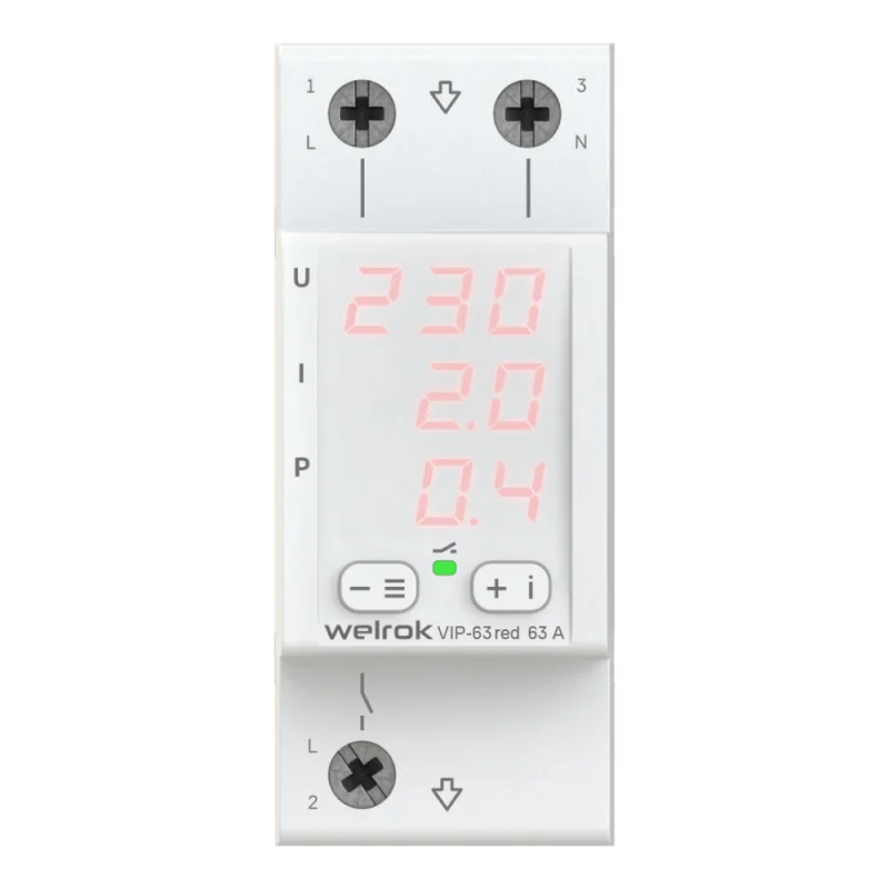 Реле многофункциональное модульное Welrok VIP-63 red 220 В 63 А тип AC цифровое